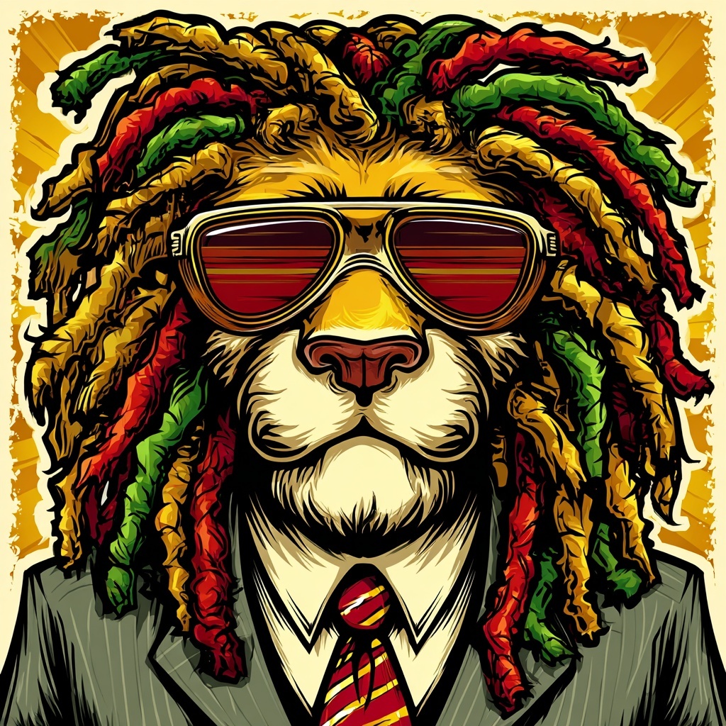 Dread Lion with Sunglasses in Suit